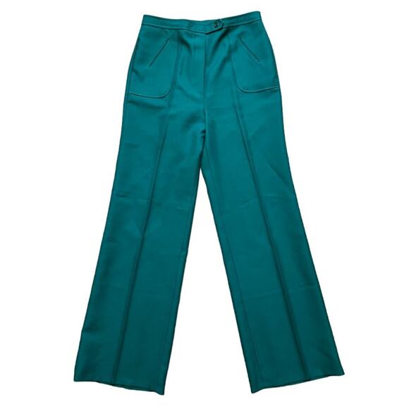VTG 60s DALMAR IMPORTS High Rise Wide Leg Trouser Pants in Green SZ 10 - Picture 1 of 8